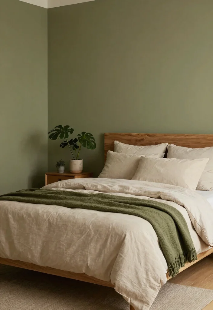 12 Indian Bedroom Colour Ideas with Warm Tones 4. Earthy Olive Green 0