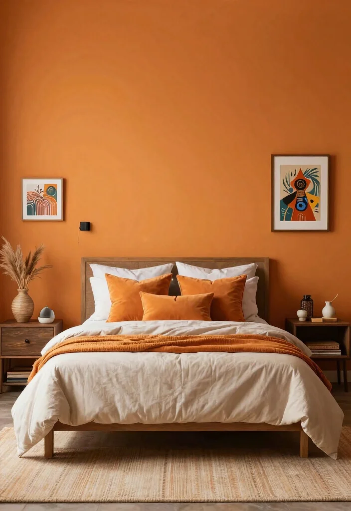 12 Indian Bedroom Colour Ideas with Warm Tones 6. Fiery Saffron 0