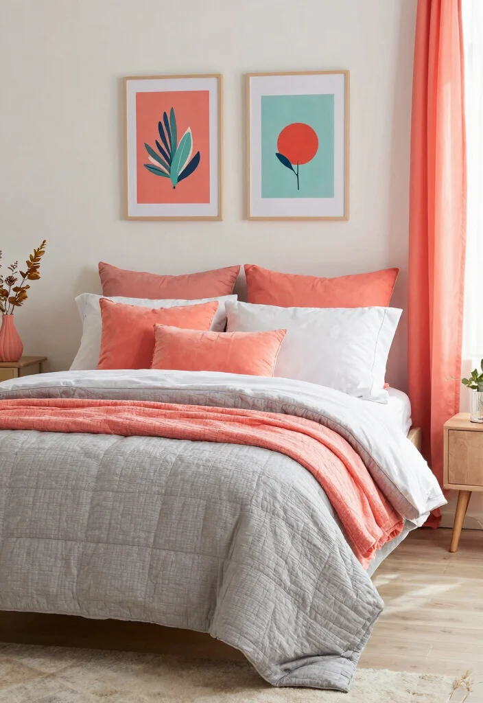 12 Indian Bedroom Colour Ideas with Warm Tones 9. Bold Coral 0