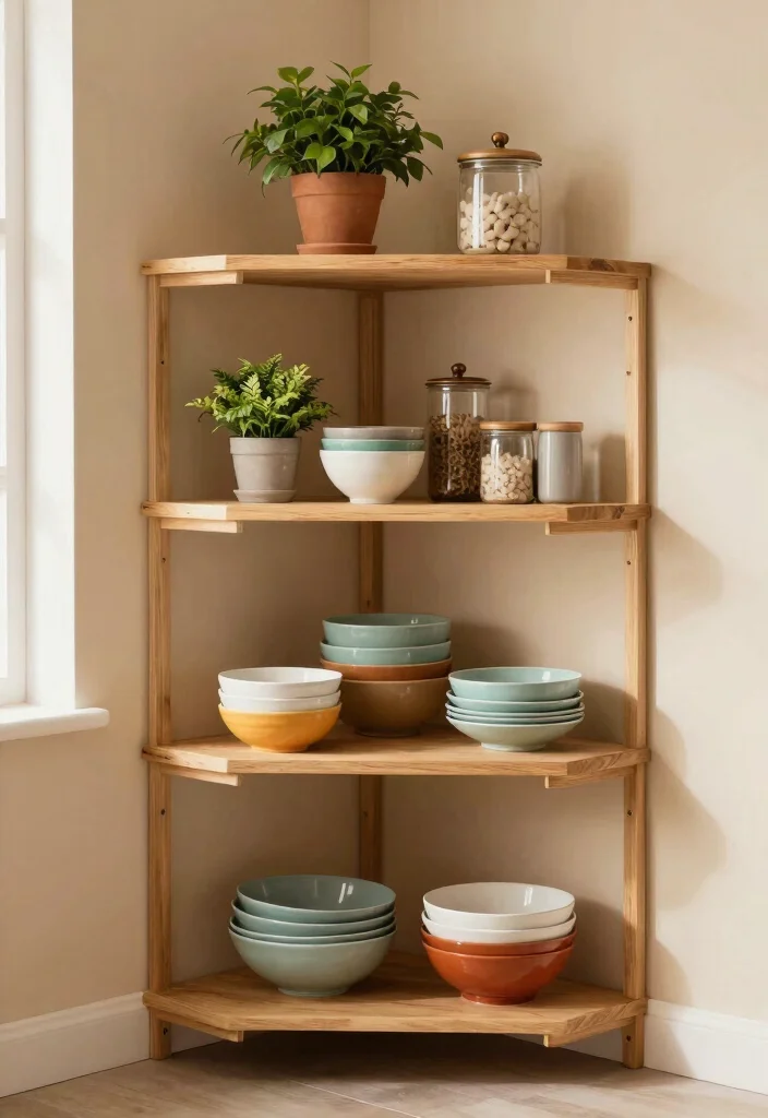 12 Kitchen Rack and Shelf Ideas for Organized Storage 13 12 Kitchen Rack and Shelf Ideas for Organized Storage 3. Corner Shelf Unit 0