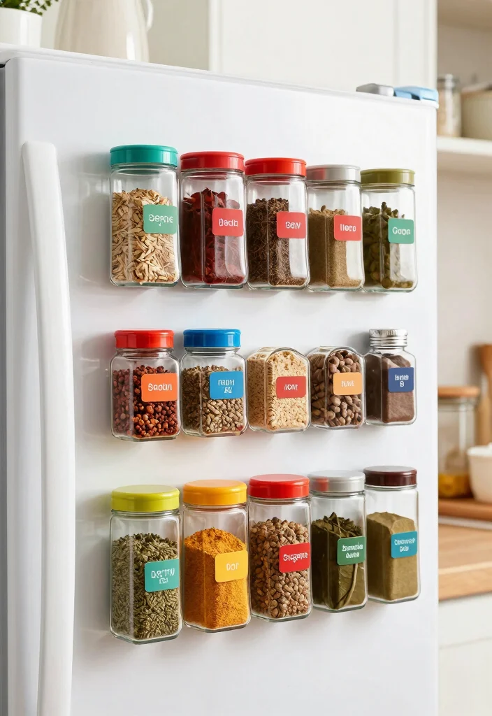 12 Kitchen Rack and Shelf Ideas for Organized Storage 46 12 Kitchen Rack and Shelf Ideas for Organized Storage 6. Magnetic Spice Containers 0
