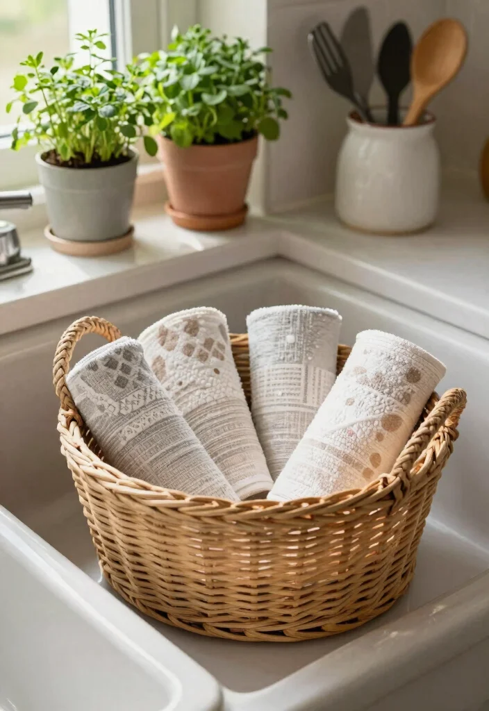 12 Kitchen Towel Storage Ideas for Easy Access 12 12 Kitchen Towel Storage Ideas for Easy Access 2. Decorative Baskets 0