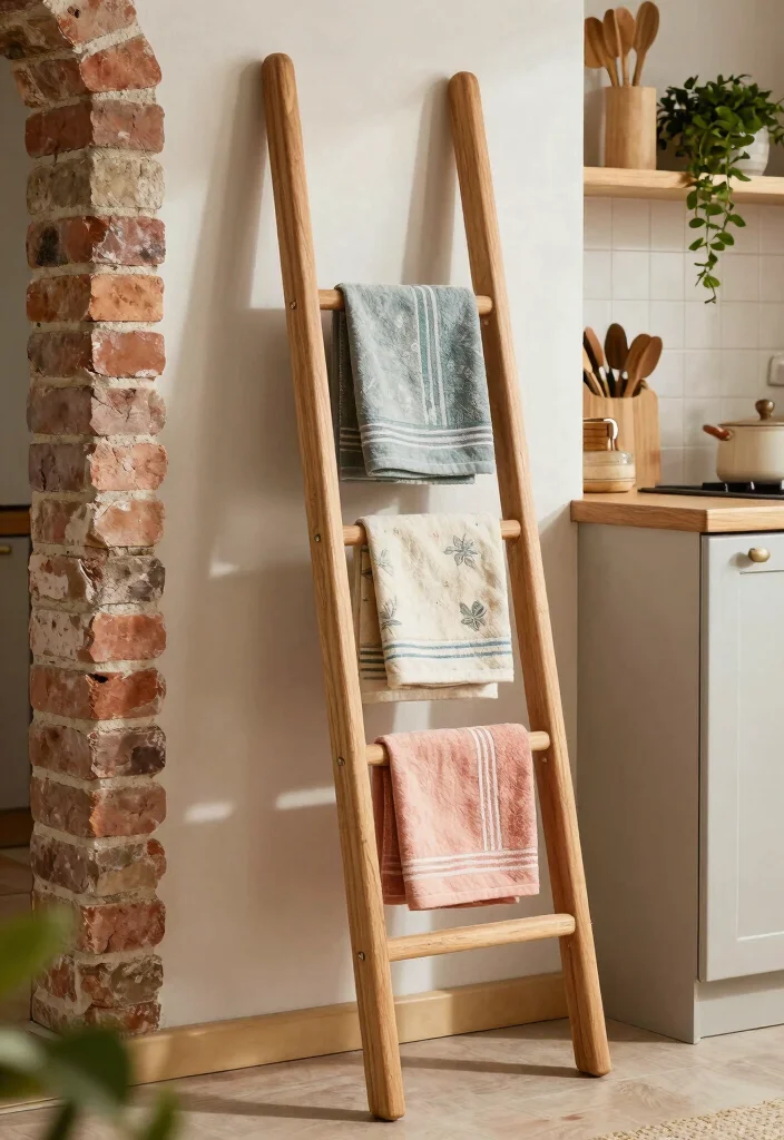 12 Kitchen Towel Storage Ideas for Easy Access 49 12 Kitchen Towel Storage Ideas for Easy Access 9. Towel Ladders 0