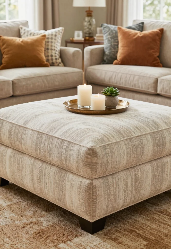 12 Living Room Coffee Table Ideas for Style and Function 3. The Multi Functional Ottoman 0