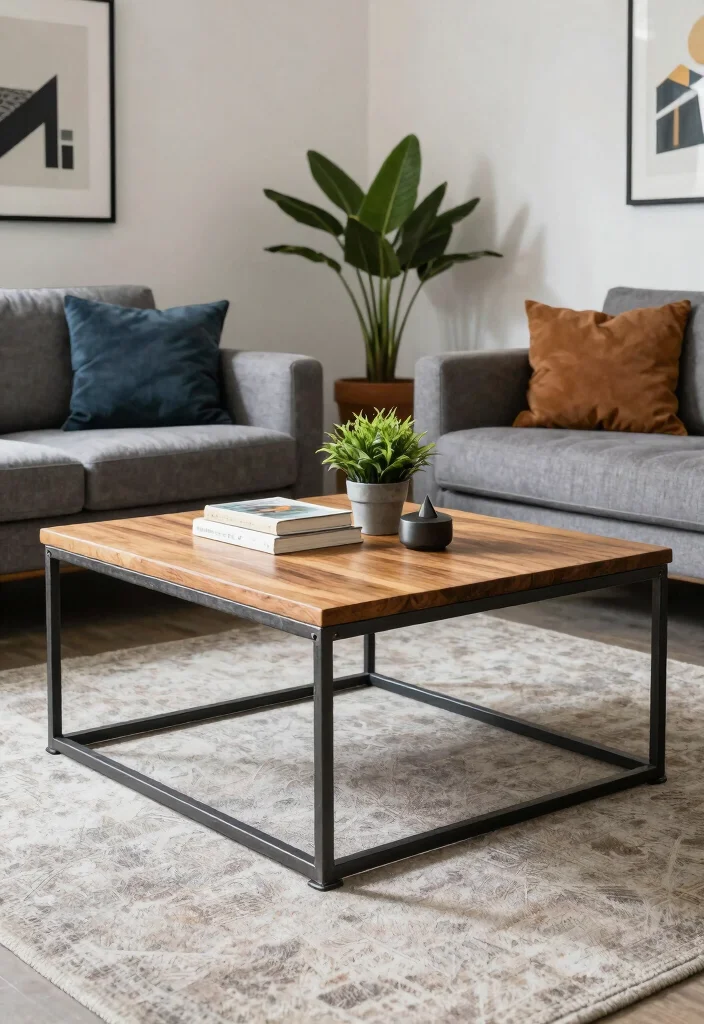 12 Living Room Coffee Table Ideas for Style and Function 5. The Sustainable Metal Frame 0
