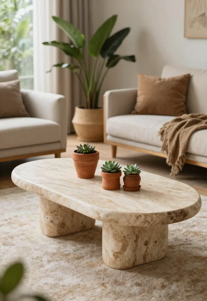 12 Living Room Coffee Table Ideas for Style and Function 9. The Nature Inspired Table 0