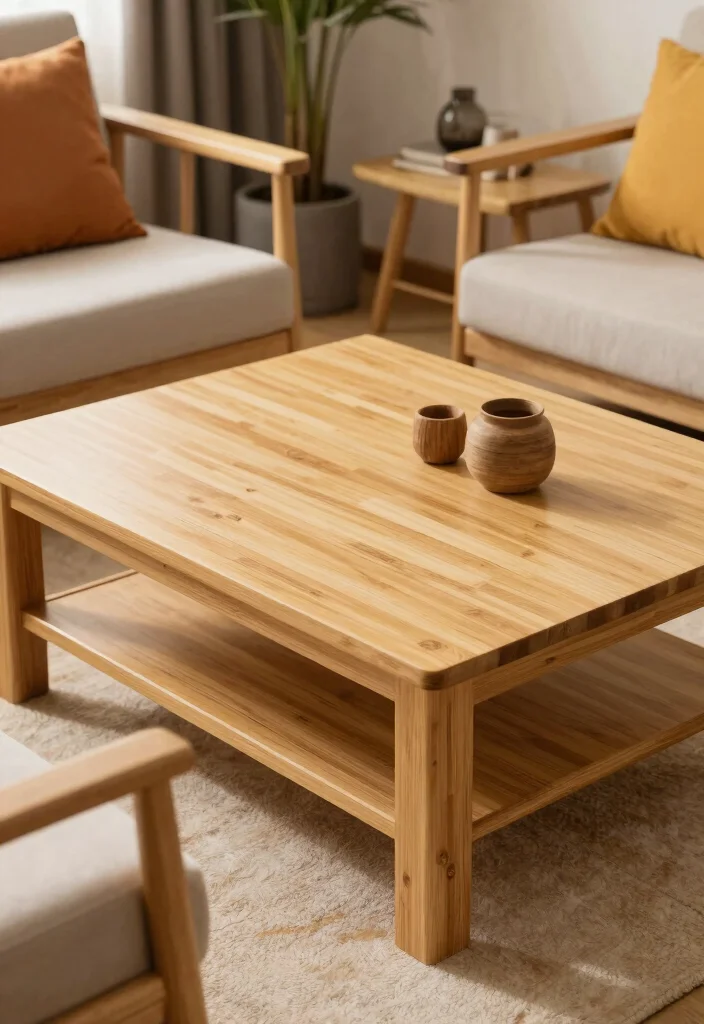 12 Living Room Table Ideas for Practical Decor 10. Natural Bamboo Table 0