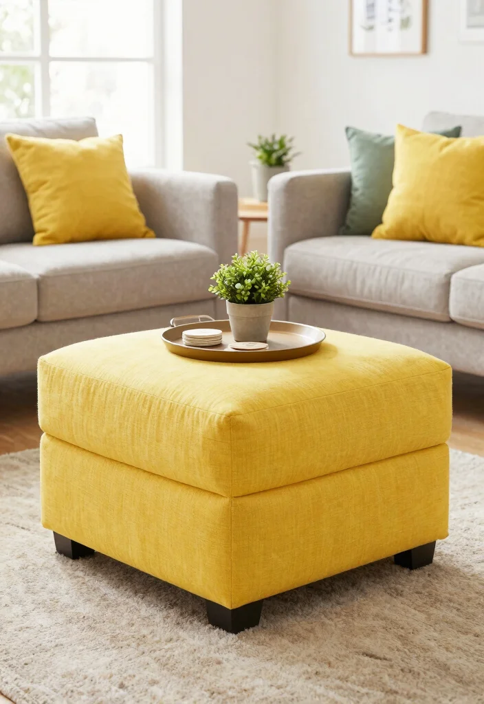 12 Living Room Table Ideas for Practical Decor 2. Multi Functional Ottoman 0