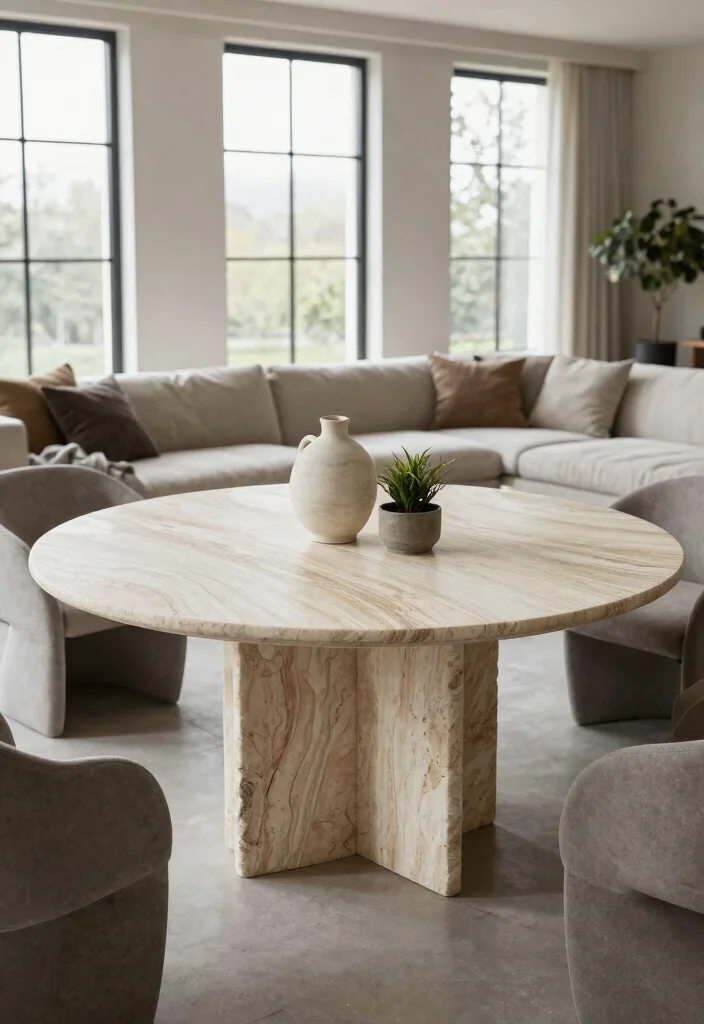 12 Living Room Table Ideas for Practical Decor 4. Natural Stone Table 0
