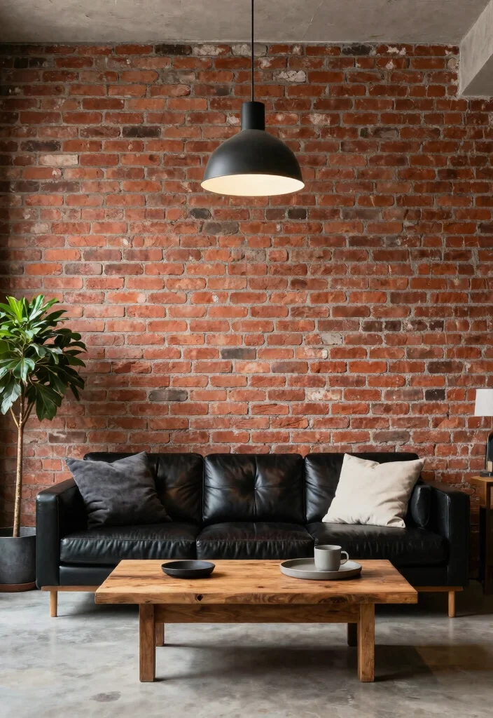 12 Men Living Room Ideas with Clean Masculine Style 1. Exposed Brick Walls 0