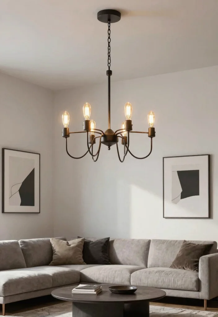 12 Men Living Room Ideas with Clean Masculine Style 4. Bold Lighting Fixtures 0