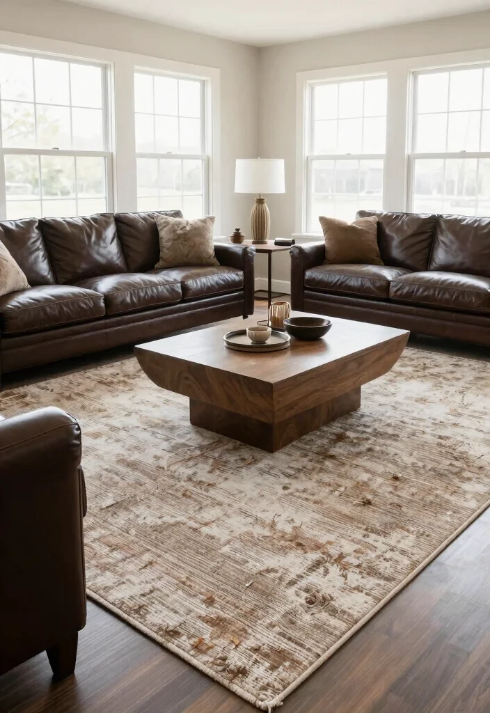 12 Men Living Room Ideas with Clean Masculine Style 5. Textured Rugs 0