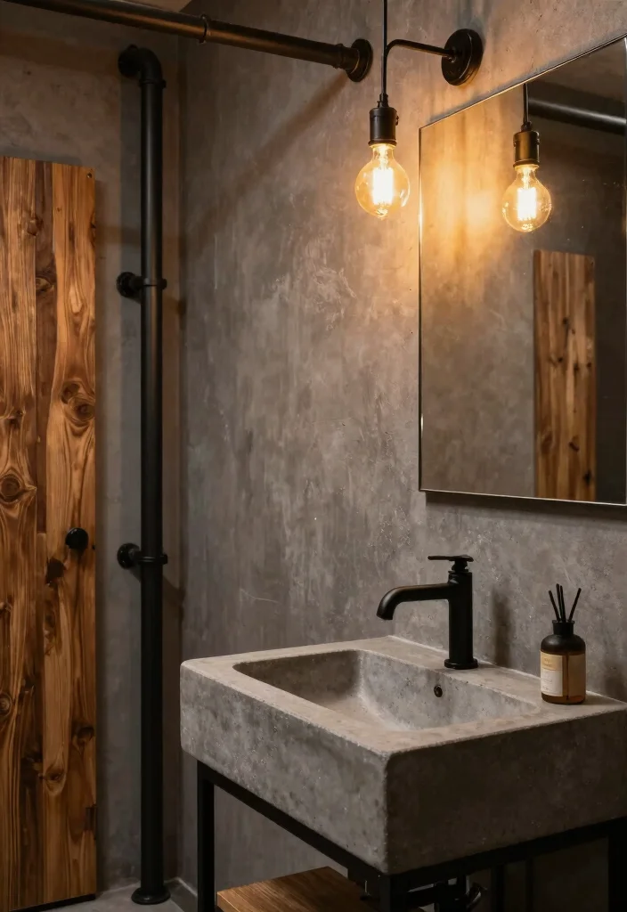 12 Modern Dark Bathroom Ideas with Dramatic Style 3. Industrial Style Fixtures 0