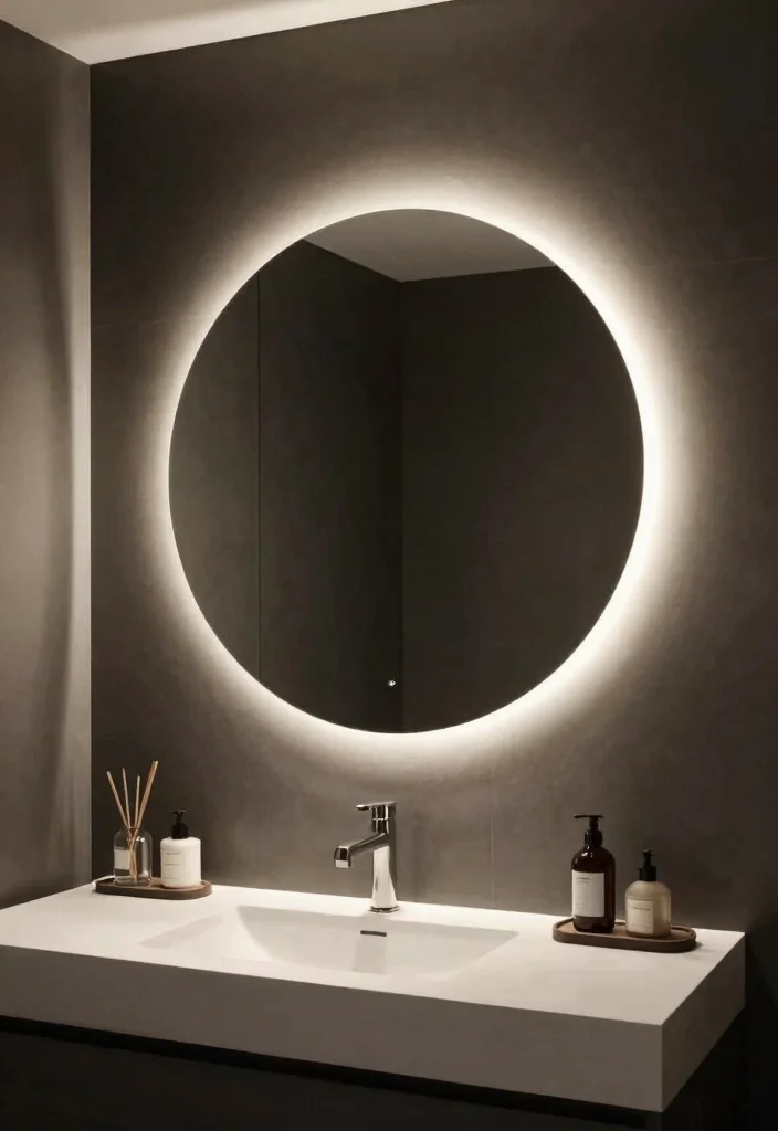 12 Modern Dark Bathroom Ideas with Dramatic Style 6. Statement Mirrors 0