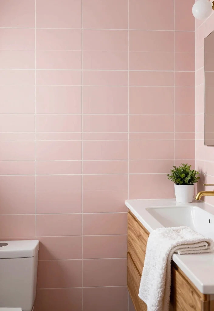 12 Neutral Bathroom Tile Ideas for a Calm Modern Base 10. Tranquil Blush Pink Tiles 0
