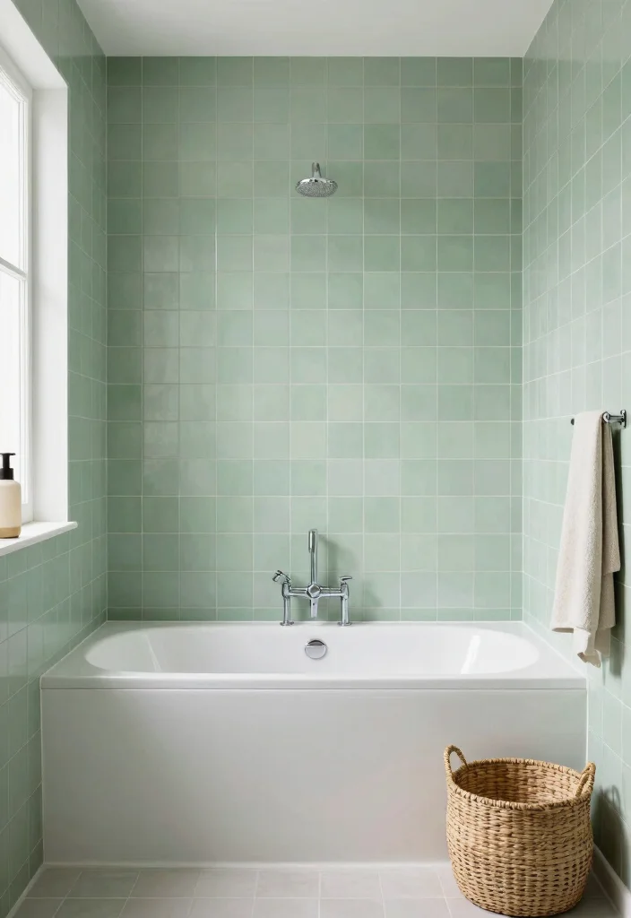 12 Neutral Bathroom Tile Ideas for a Calm Modern Base 12. Soft Sage Green Tiles 0