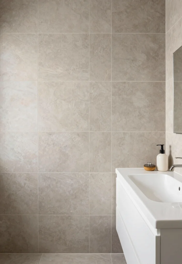 12 Neutral Bathroom Tile Ideas for a Calm Modern Base 8. Soft Taupe Textured Tiles 0