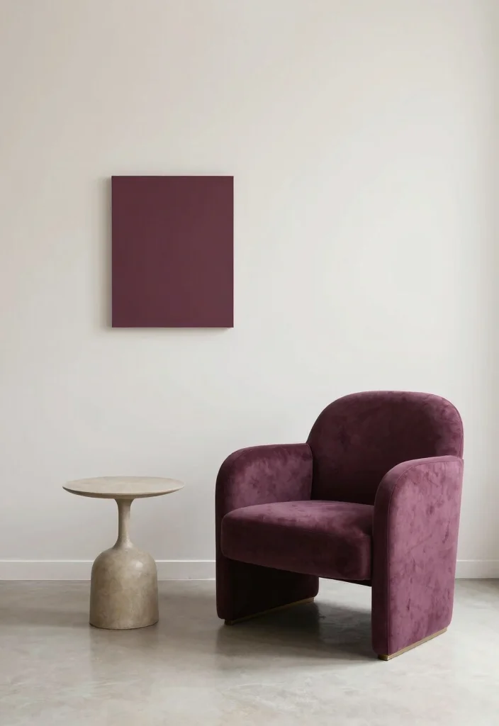 12 Plum Living Room Ideas with Rich Color Mood 10. Minimal Plum Touches 0