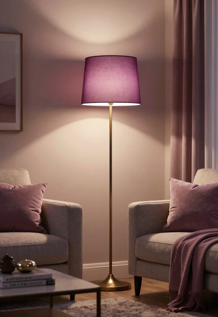 12 Plum Living Room Ideas with Rich Color Mood 6. Plum Inspired Lighting 0