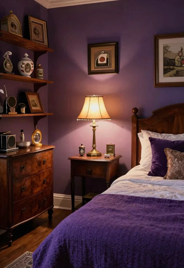 12 Purple Bedroom Ideas for Teens with Personality 10. Vintage Finds 0