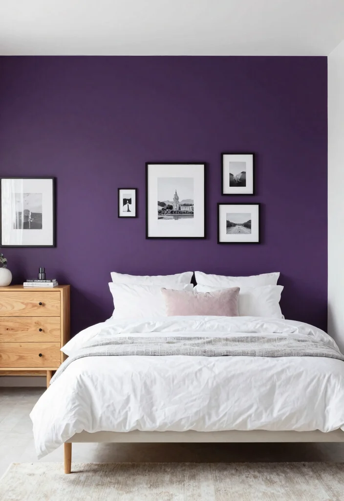 12 Purple Bedroom Ideas for Teens with Personality 3. Edgy Purple Accent Wall 0