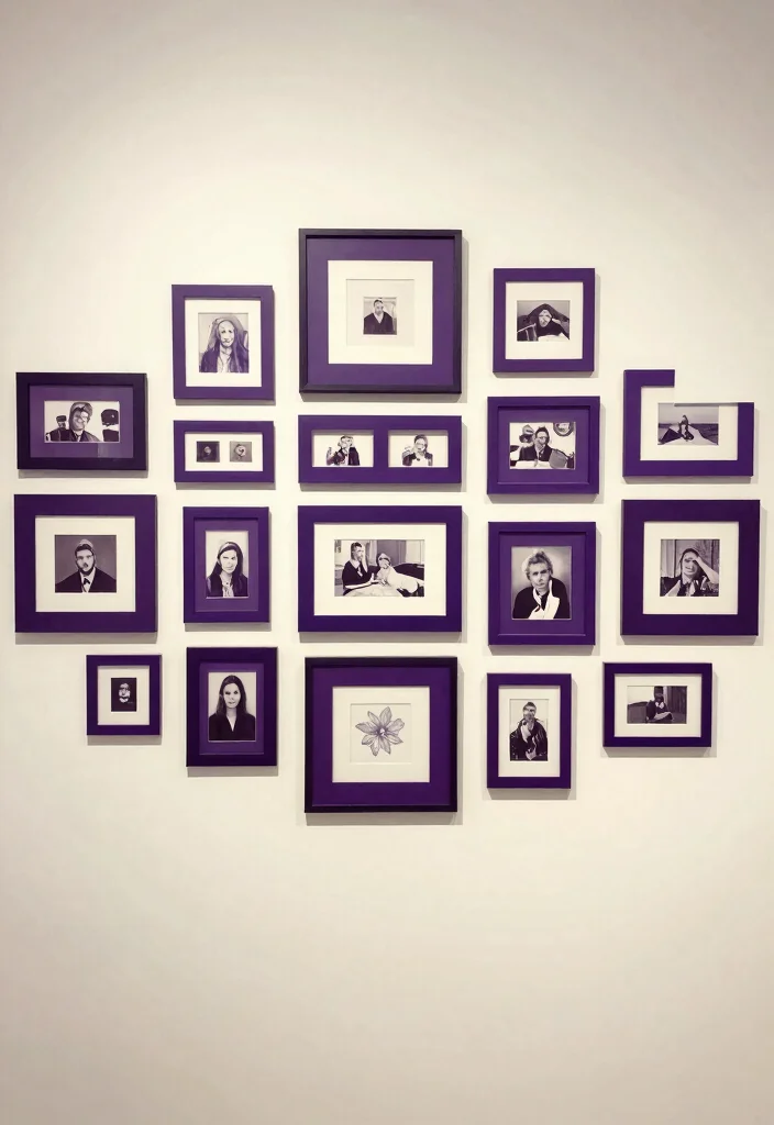 12 Purple Bedroom Ideas for Teens with Personality 7. Artistic Gallery Wall 0