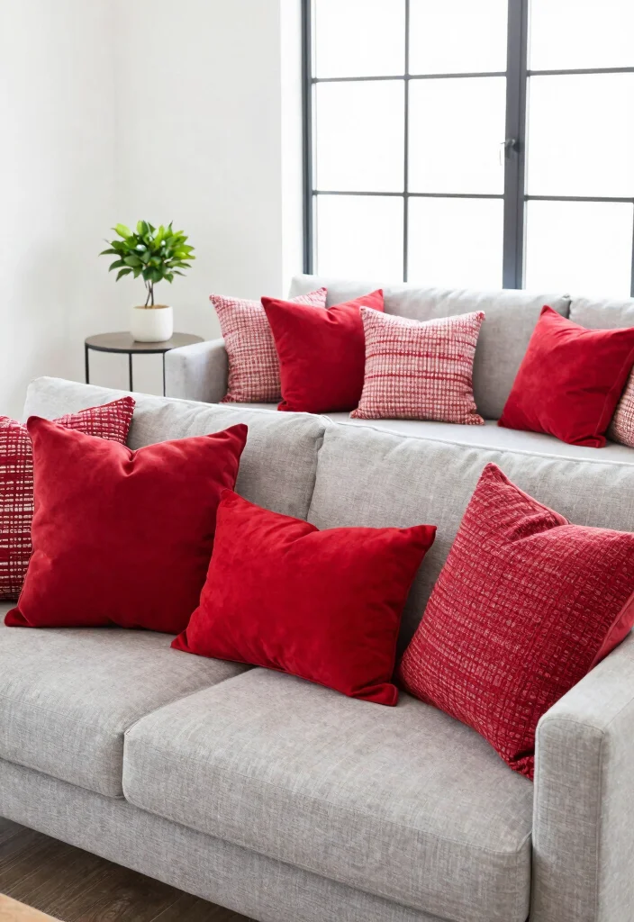 12 Red Living Room Decor Ideas with Strong Personality 24 12 Red Living Room Decor Ideas with Strong Personality 4. Red Cushioned Seating 0