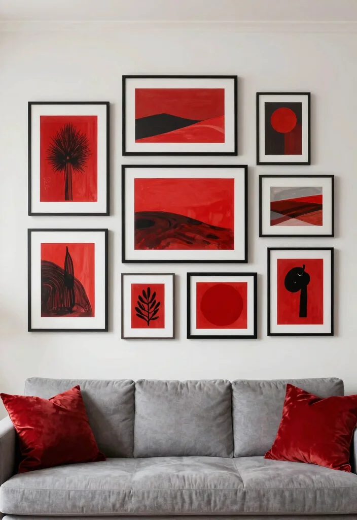 12 Red Living Room Decor Ideas with Strong Personality 25 12 Red Living Room Decor Ideas with Strong Personality 5. Vibrant Artwork 0