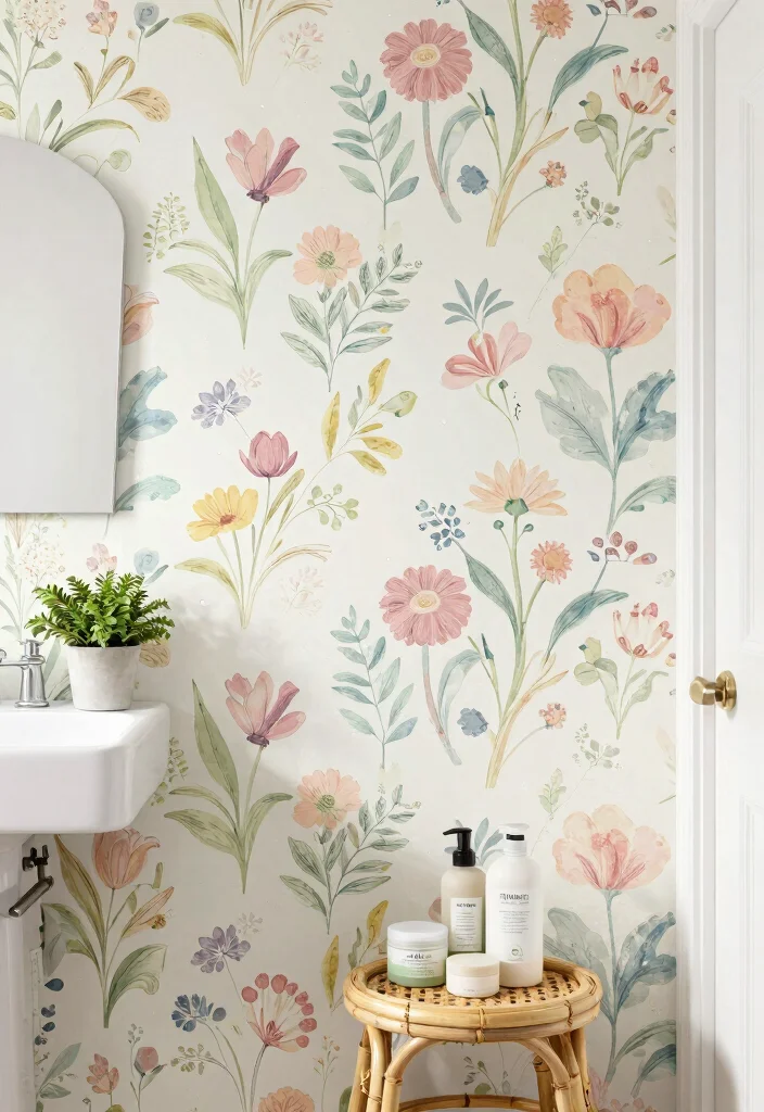 12 Rental Bathroom Ideas That Are Easy to Reverse 1. Removable Wallpaper 0