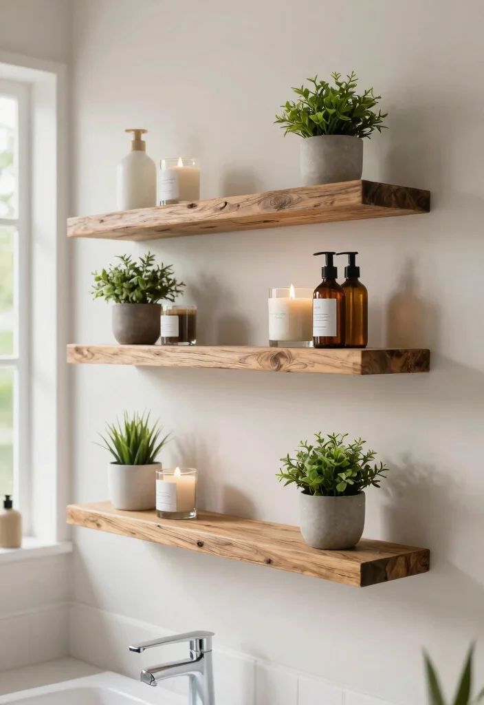 12 Rental Bathroom Ideas That Are Easy to Reverse 3. Stylish Floating Shelves 0