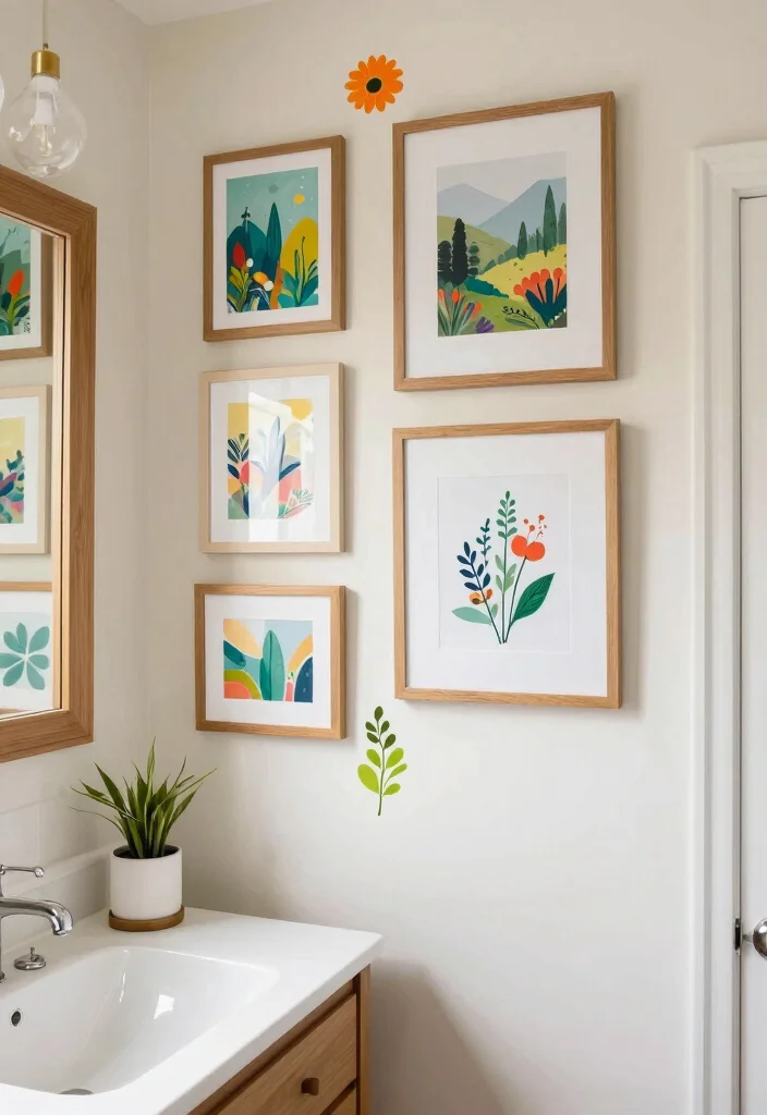 12 Rental Bathroom Ideas That Are Easy to Reverse 6. Temporary Art Pieces 0