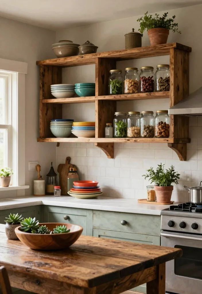 12 Rustic Kitchen Ideas with Warm Natural Texture 1. Embrace Open Shelving 0