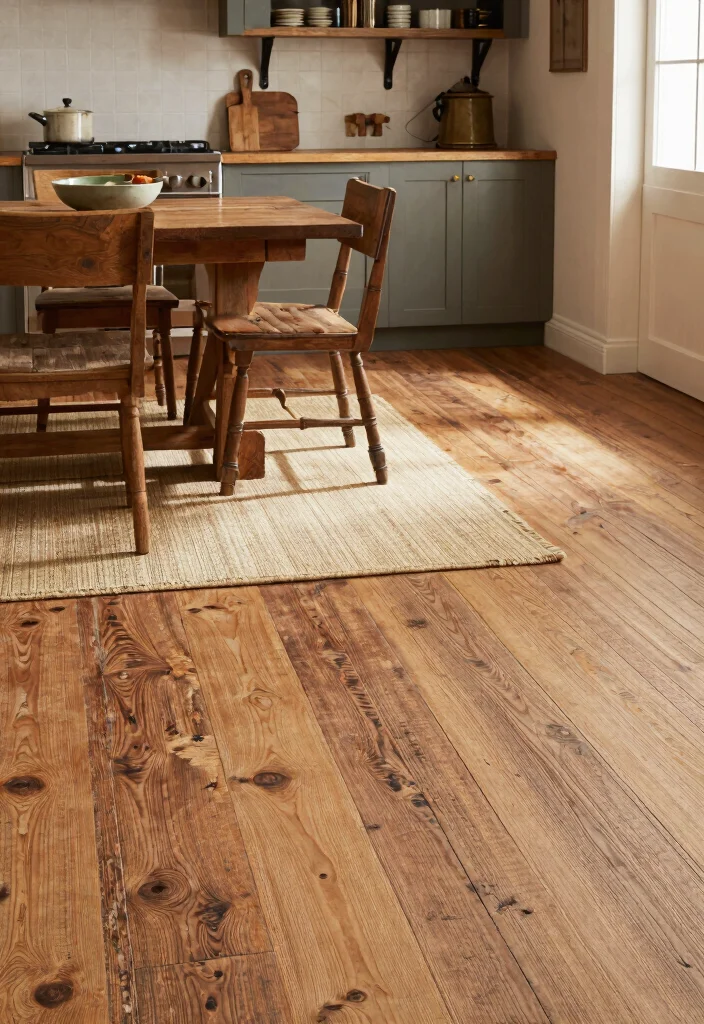 12 Rustic Kitchen Ideas with Warm Natural Texture 10. Incorporate Rustic Flooring 0