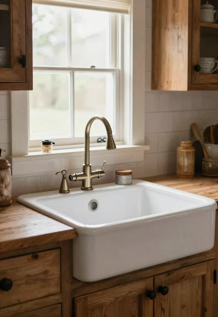 12 Rustic Kitchen Ideas with Warm Natural Texture 11. Feature a Farmhouse Sink 0