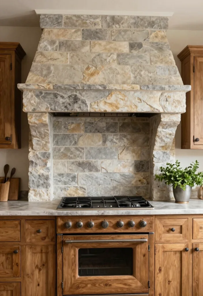 12 Rustic Kitchen Ideas with Warm Natural Texture 3. Use Natural Stone for Backsplashes 0
