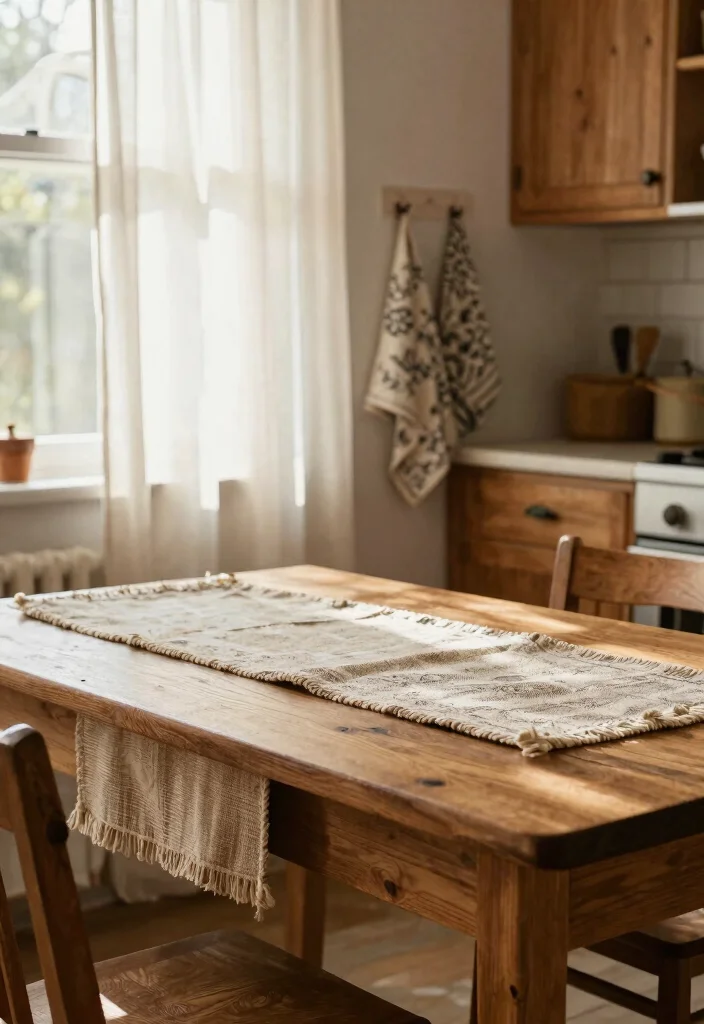 12 Rustic Kitchen Ideas with Warm Natural Texture 5. Add Cozy Textiles 0