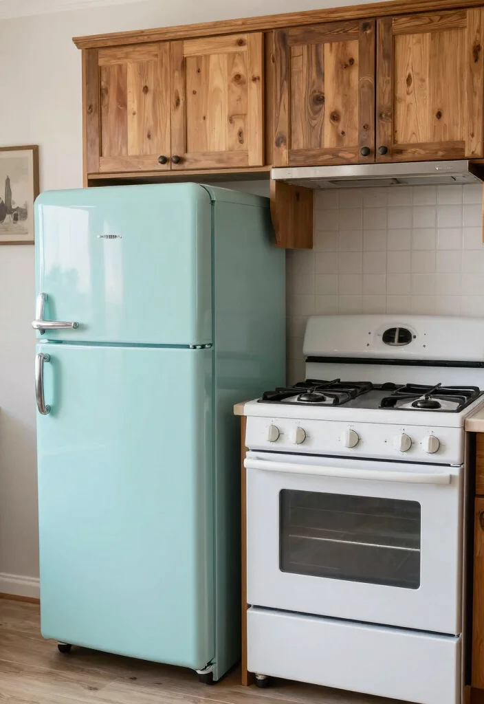 12 Small Country Kitchen Ideas with Cozy Charm 10. Vintage Inspired Appliances 0