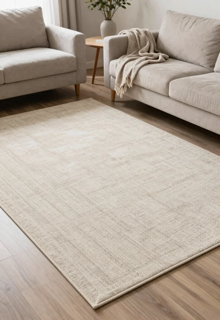 12 Small Long Living Room Ideas with Better Balance 11. Minimalist Rugs 0