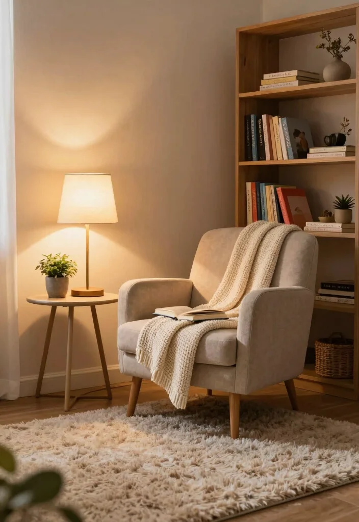 12 Small Long Living Room Ideas with Better Balance 2. Cozy Reading Nook 0