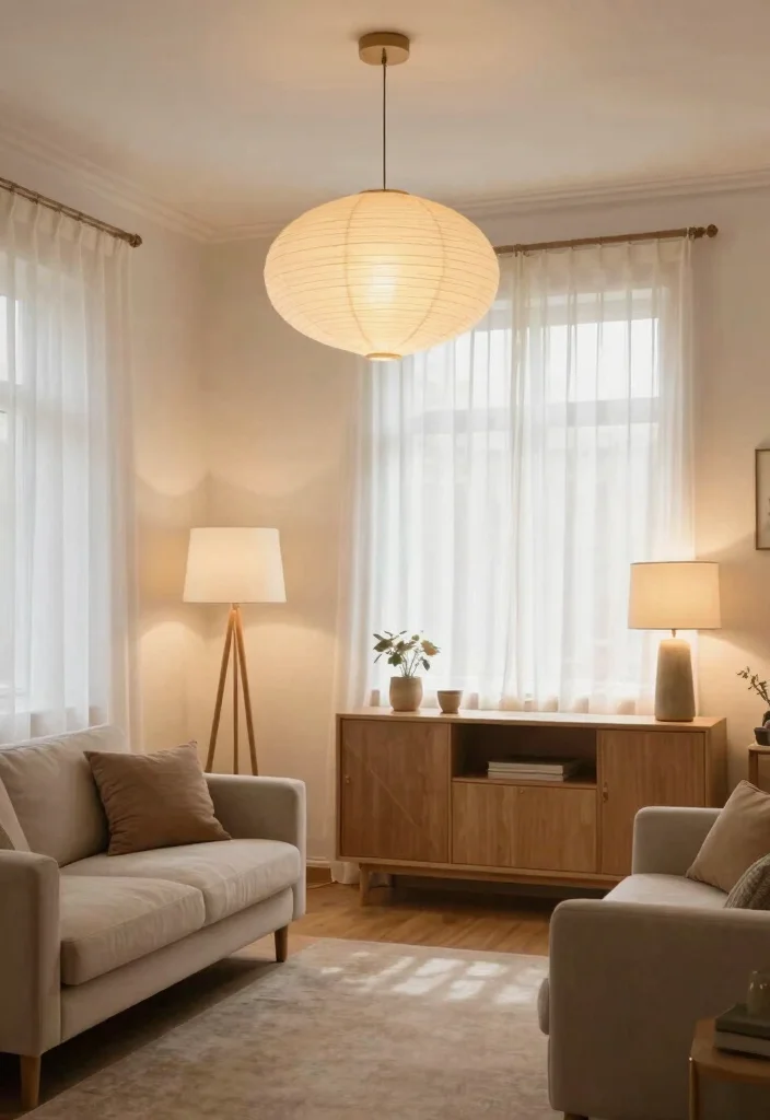 12 Small Long Living Room Ideas with Better Balance 7. Harmonious Lighting 0