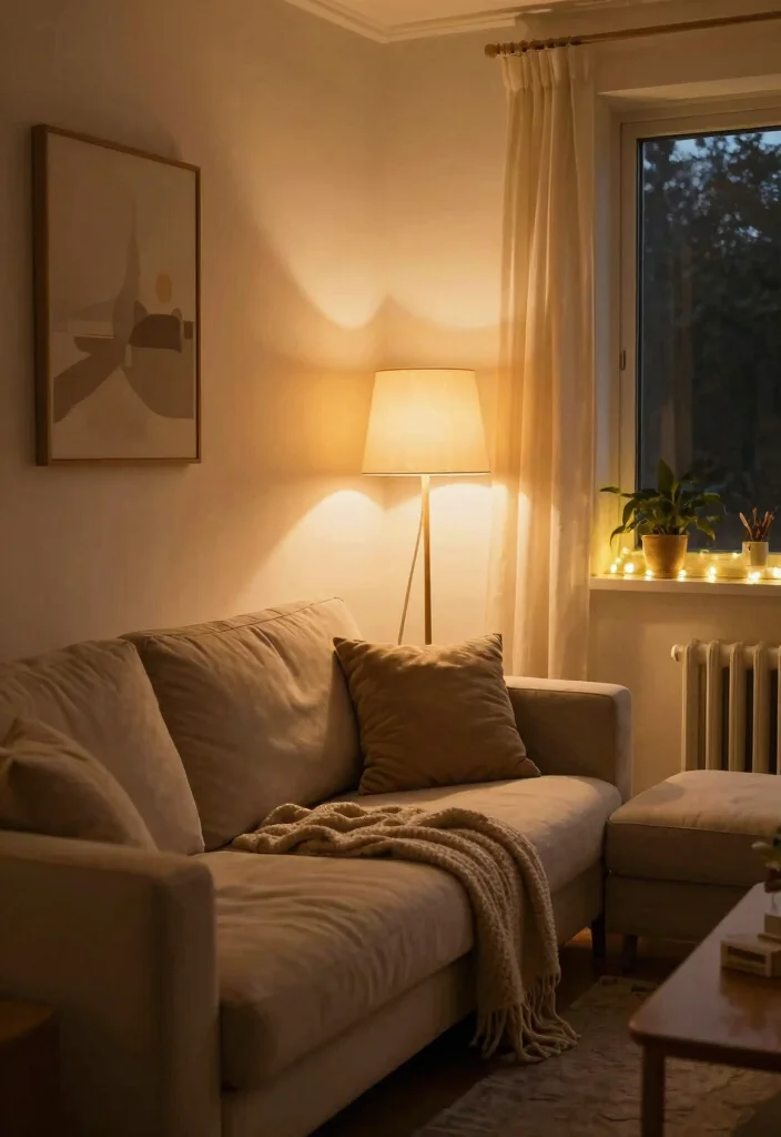 12 Snug Living Room Ideas for Small Cozy Spaces 5. Cozy Lighting Solutions 0