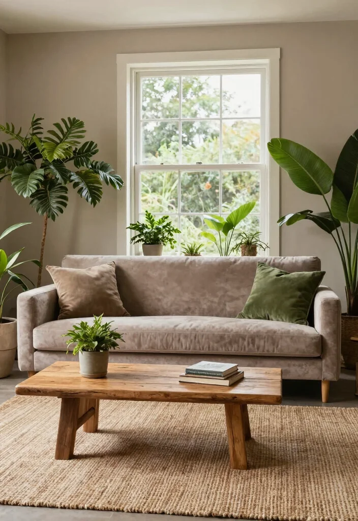 12 Velvet Sofa Living Room Ideas with Soft Texture 46 12 Velvet Sofa Living Room Ideas with Soft Texture 6. Nature Inspired Retreat 0