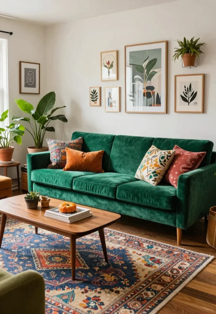 12 Velvet Sofa Living Room Ideas with Soft Texture 47 12 Velvet Sofa Living Room Ideas with Soft Texture 7. Eclectic Mix and Match 0