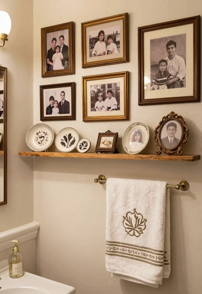 12 Vintage Retro Bathroom Ideas with Old School Charm 11. Personalized Vintage Decor 0