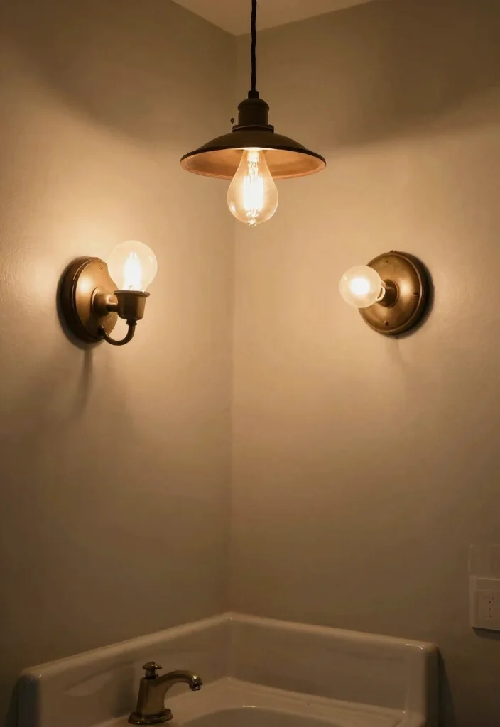 12 Vintage Retro Bathroom Ideas with Old School Charm 7. Retro Lighting Fixtures 0