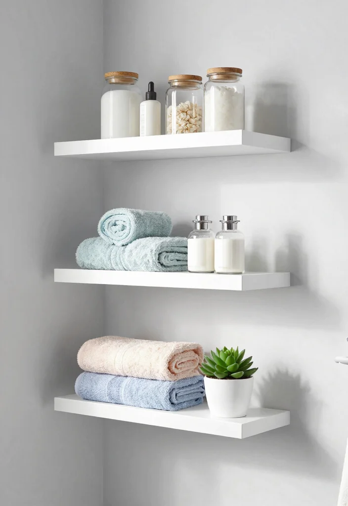 14 Bathroom Cabinet Ideas for Smart Storage Solutions 1 14 Bathroom Cabinet Ideas for Smart Storage Solutions 1. Floating Shelves for Chic Minimalism 0