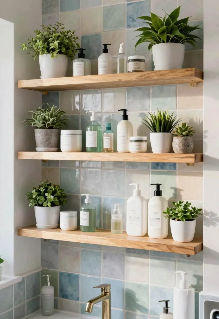 14 Bathroom Ceramic Tile Ideas for a Clean Timeless Look 13. Open Shelf Displays 0