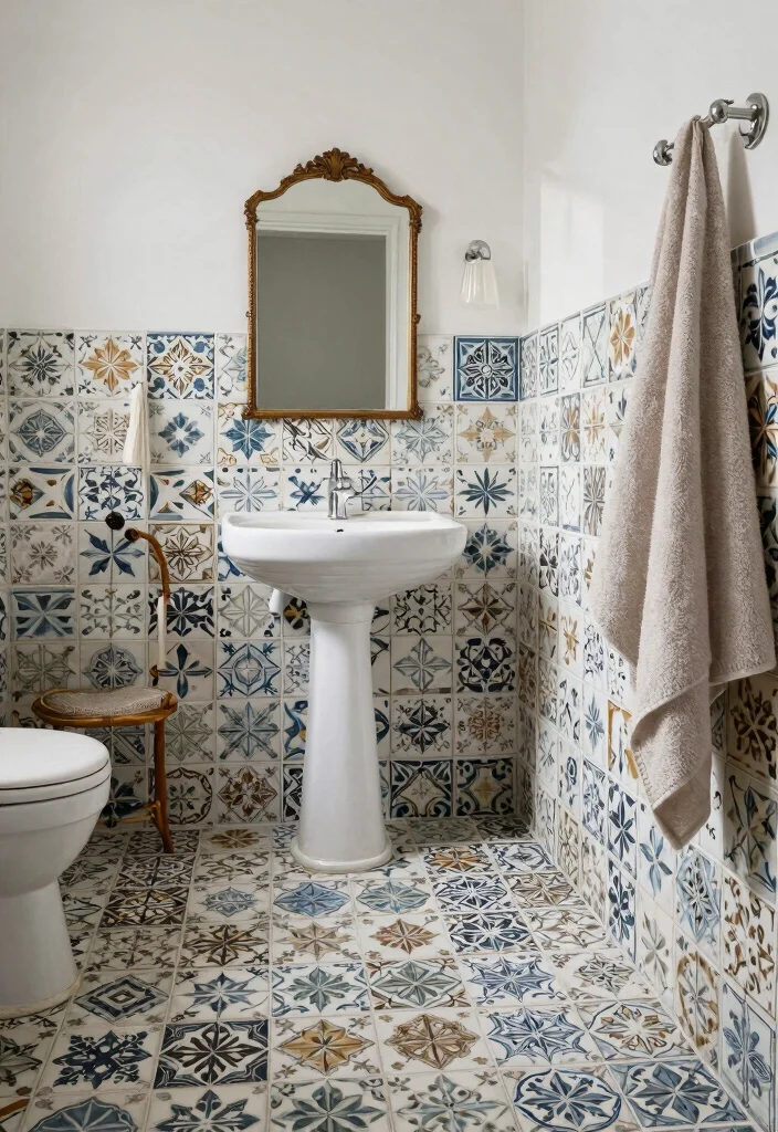 14 Bathroom Ceramic Tile Ideas for a Clean Timeless Look 7. Vintage Inspired Tiles 0