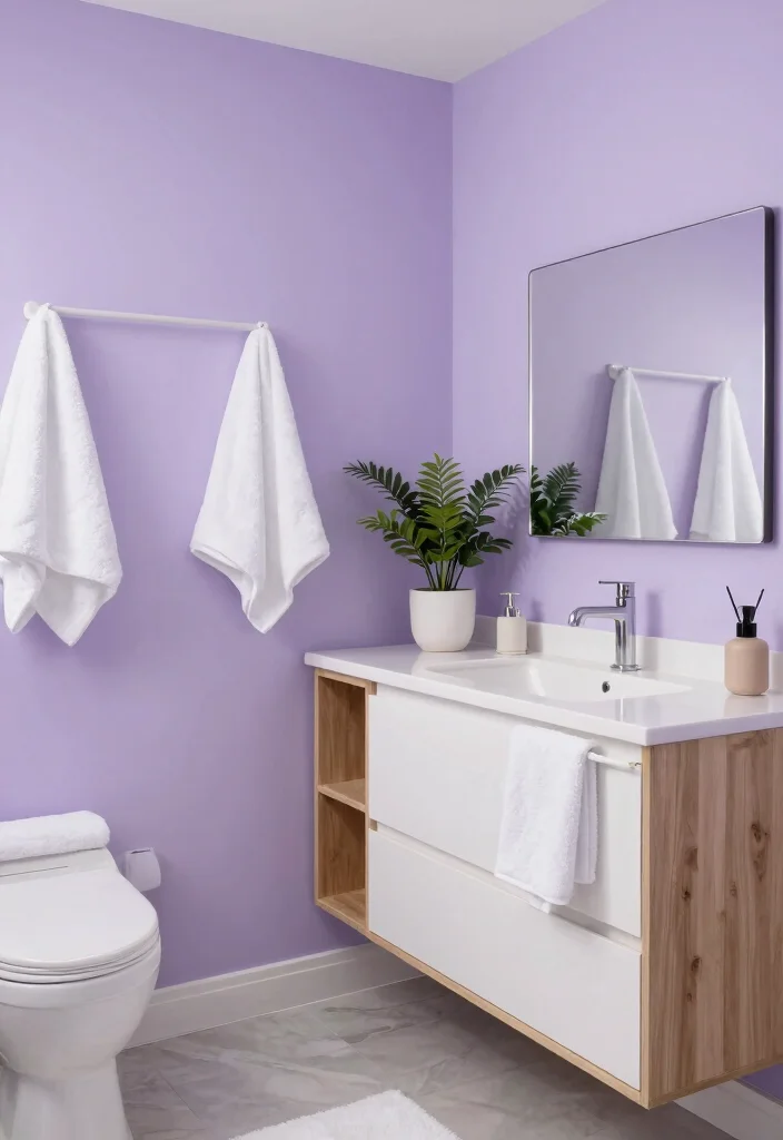 14 Bathroom Color Ideas to Set the Right Mood 54 14 Bathroom Color Ideas to Set the Right Mood 14. Soft Lavender Dreams 0