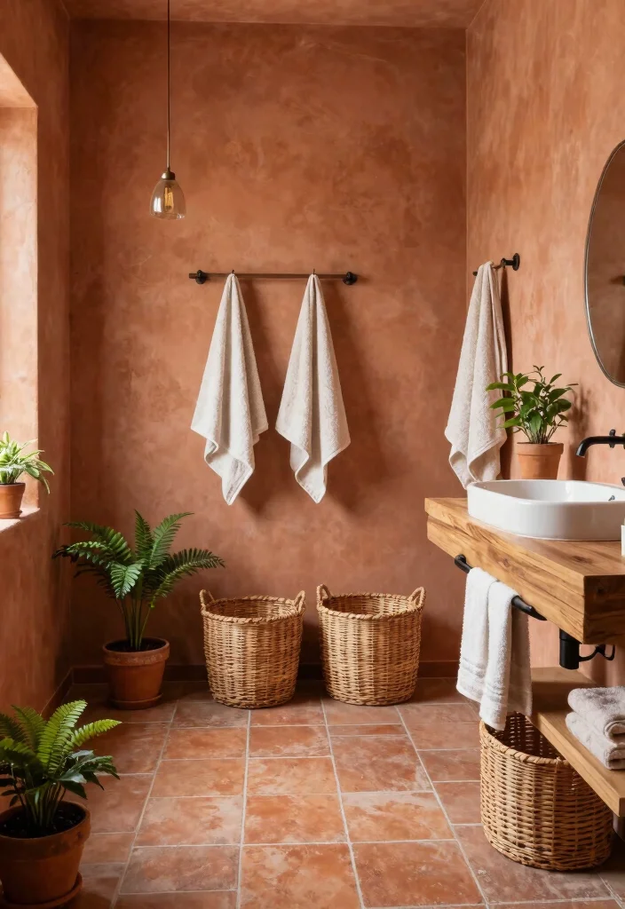 14 Bathroom Color Ideas to Set the Right Mood 26 14 Bathroom Color Ideas to Set the Right Mood 6. Earthy Terracotta 0